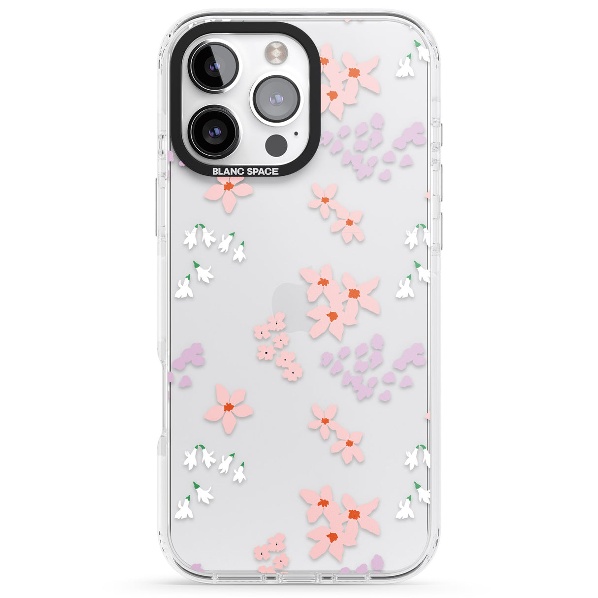 iPhone 16 Pro Max Pink & Purple Flower Mix: Clear Black Impact Phone Case