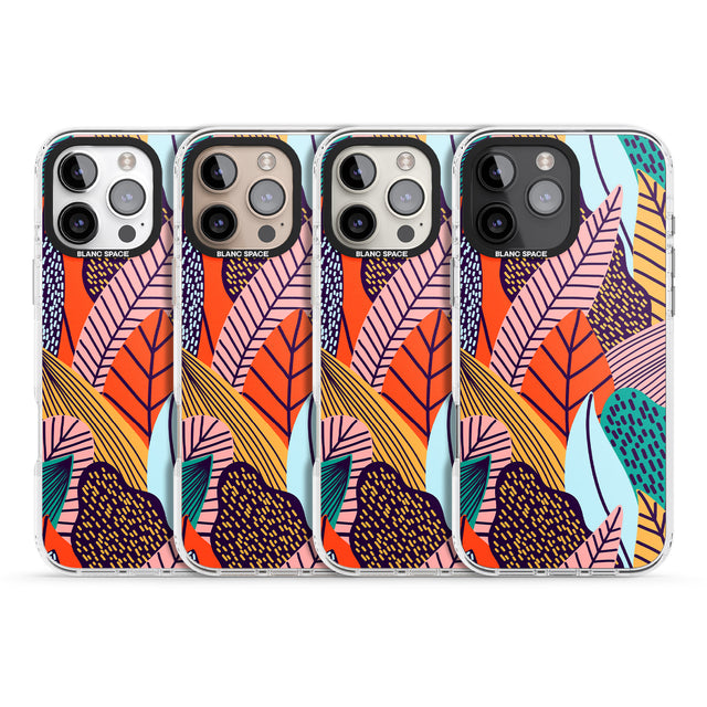 iPhone 16 Pro Max Abstract Leaves Black Impact Phone Case