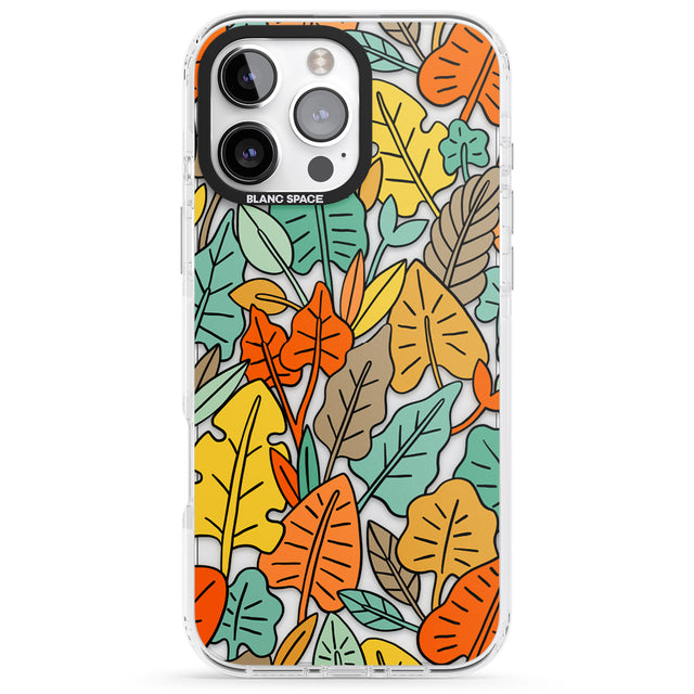 iPhone 16 Pro Max Pastel Toned Autumn Leaves Black Impact Phone Case