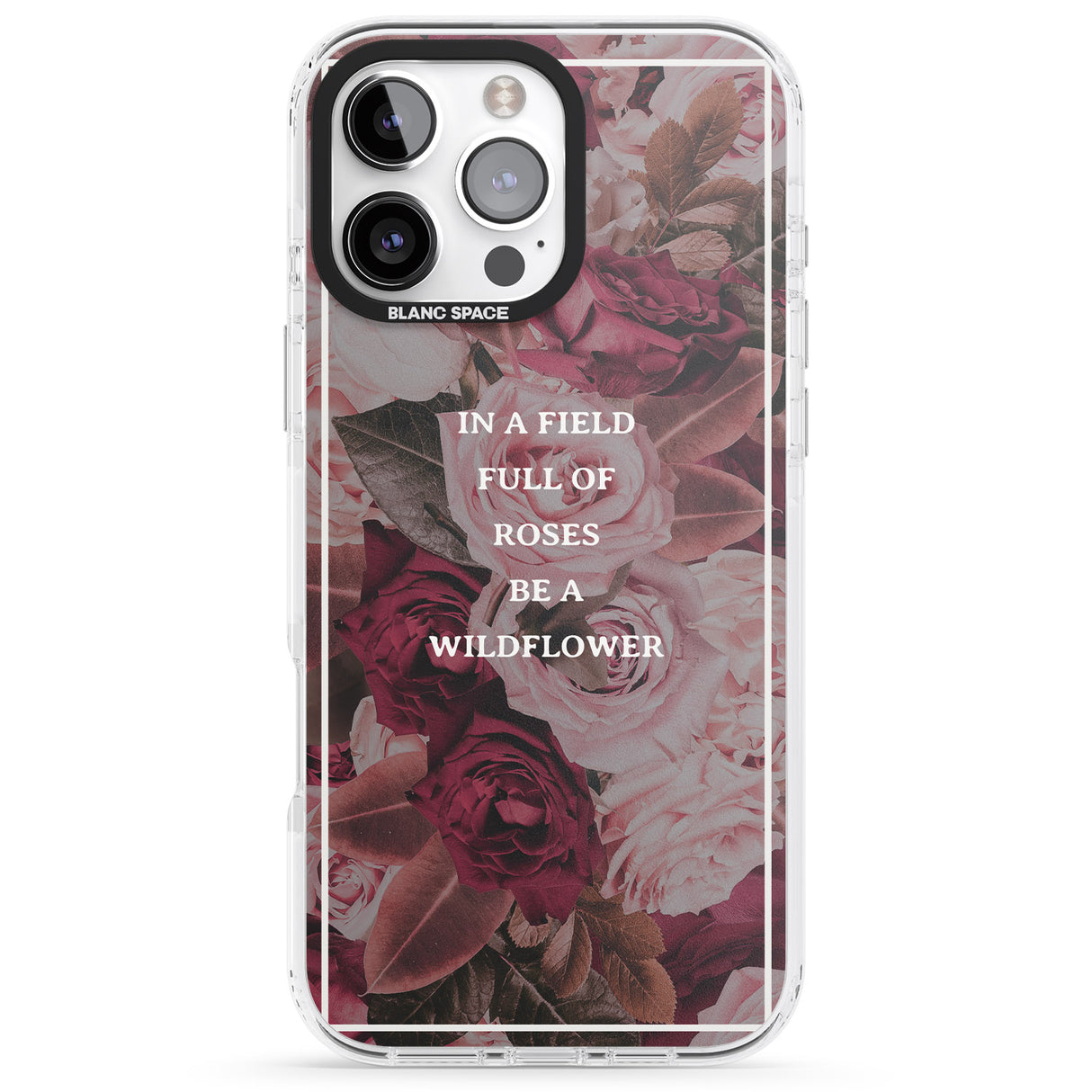 iPhone 16 Pro Max Be a Wildflower Floral Quote Black Impact Phone Case