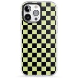 iPhone 16 Pro Max Black & Lime Check Black Impact Phone Case