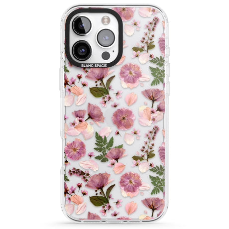 iPhone 16 Pro Max Floral Menagerie Transparent Design Black Impact Phone Case