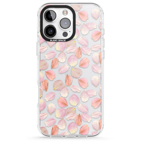 iPhone 16 Pro Max Pink Petals Transparent Design Black Impact Phone Case