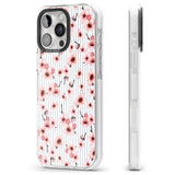 iPhone 16 Pro Max Cherry Blossoms on Blue Stripes Pattern Black Impact Phone Case