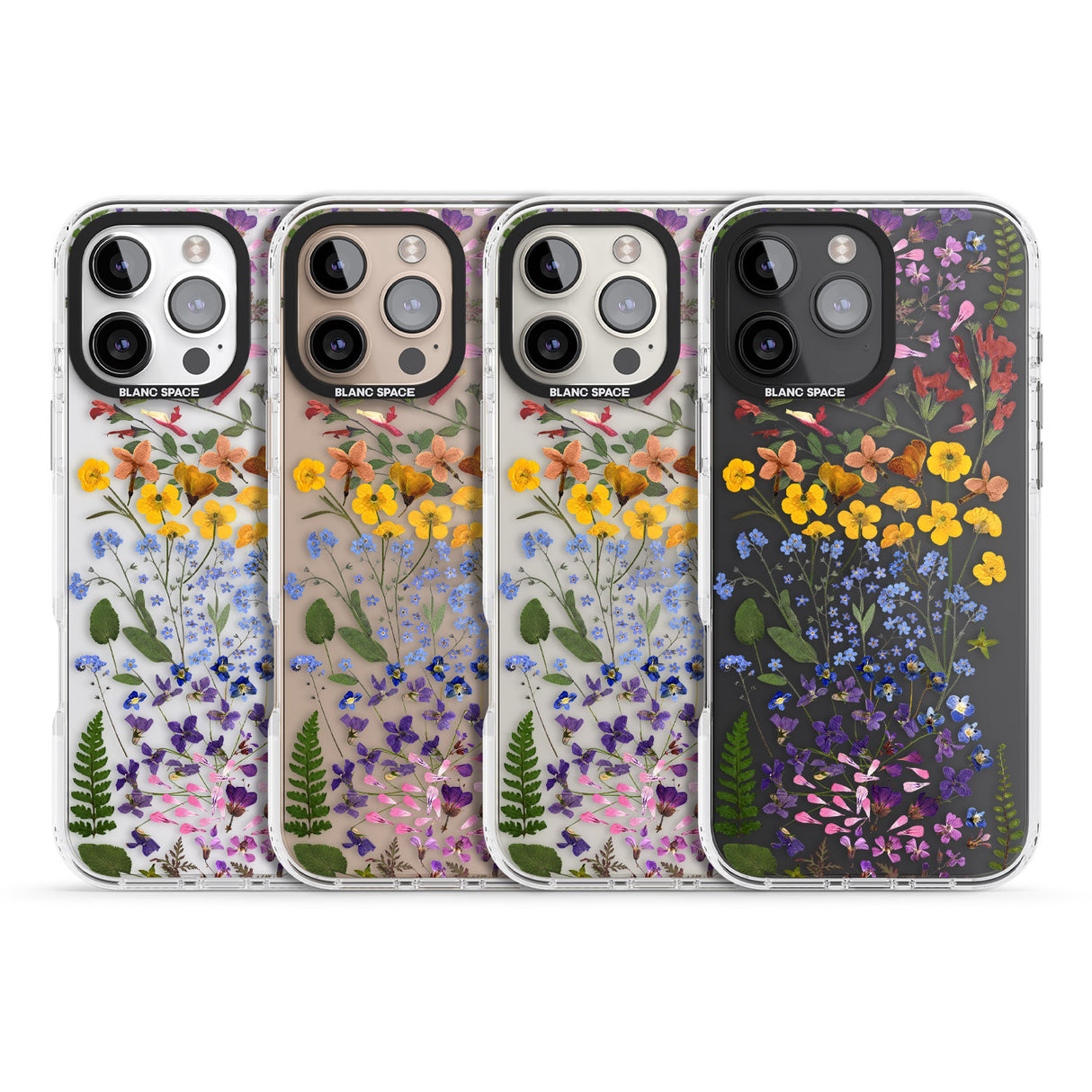 iPhone 16 Pro Max Wild Flower Stripe Design Black Impact Phone Case