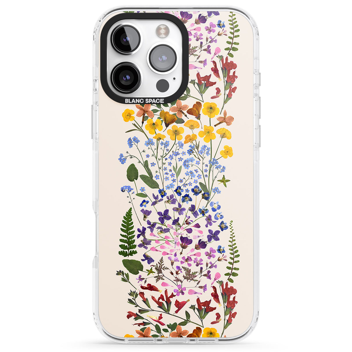 iPhone 16 Pro Max Wildflower Stripe Design - Cream Black Impact Phone Case