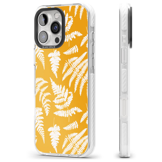 iPhone 16 Pro Max Fern Pattern on Yellow Black Impact Phone Case