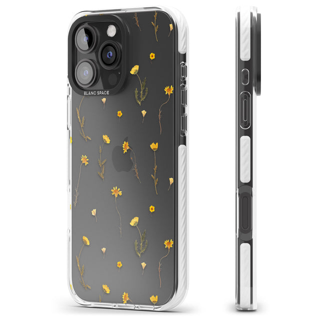 iPhone 16 Pro Max Mixed Yellow Flowers - Dried Flower-Inspired Black Impact Phone Case