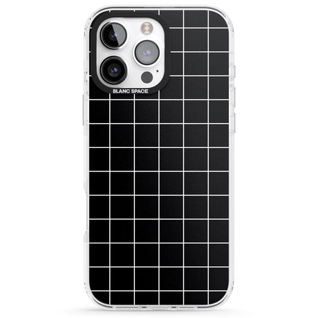 iPhone 16 Pro Max Simplistic Large Grid Pattern Black Black Impact Phone Case