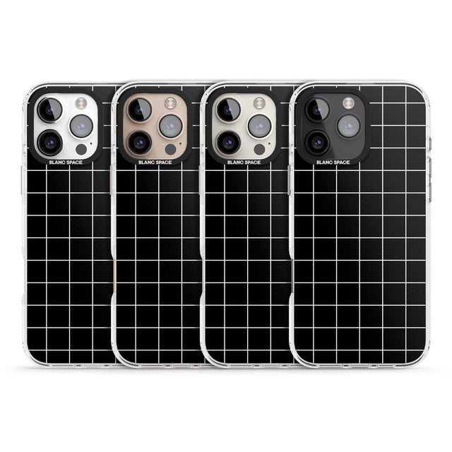 iPhone 16 Pro Max Simplistic Large Grid Pattern Black Black Impact Phone Case