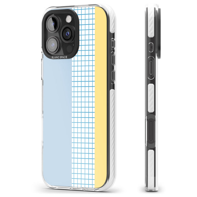 iPhone 16 Pro Max Abstract Grid Blue & Yellow Black Impact Phone Case