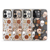 iPhone 16 Pro Max Halloween Skulls and Flowers Black Impact Phone Case