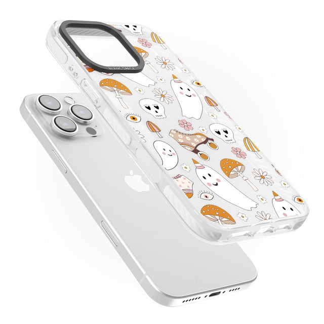 Cute Ghost and Skulls Pattern Impact Phone Case for iPhone 16 Pro, iPhone 16 Pro Max