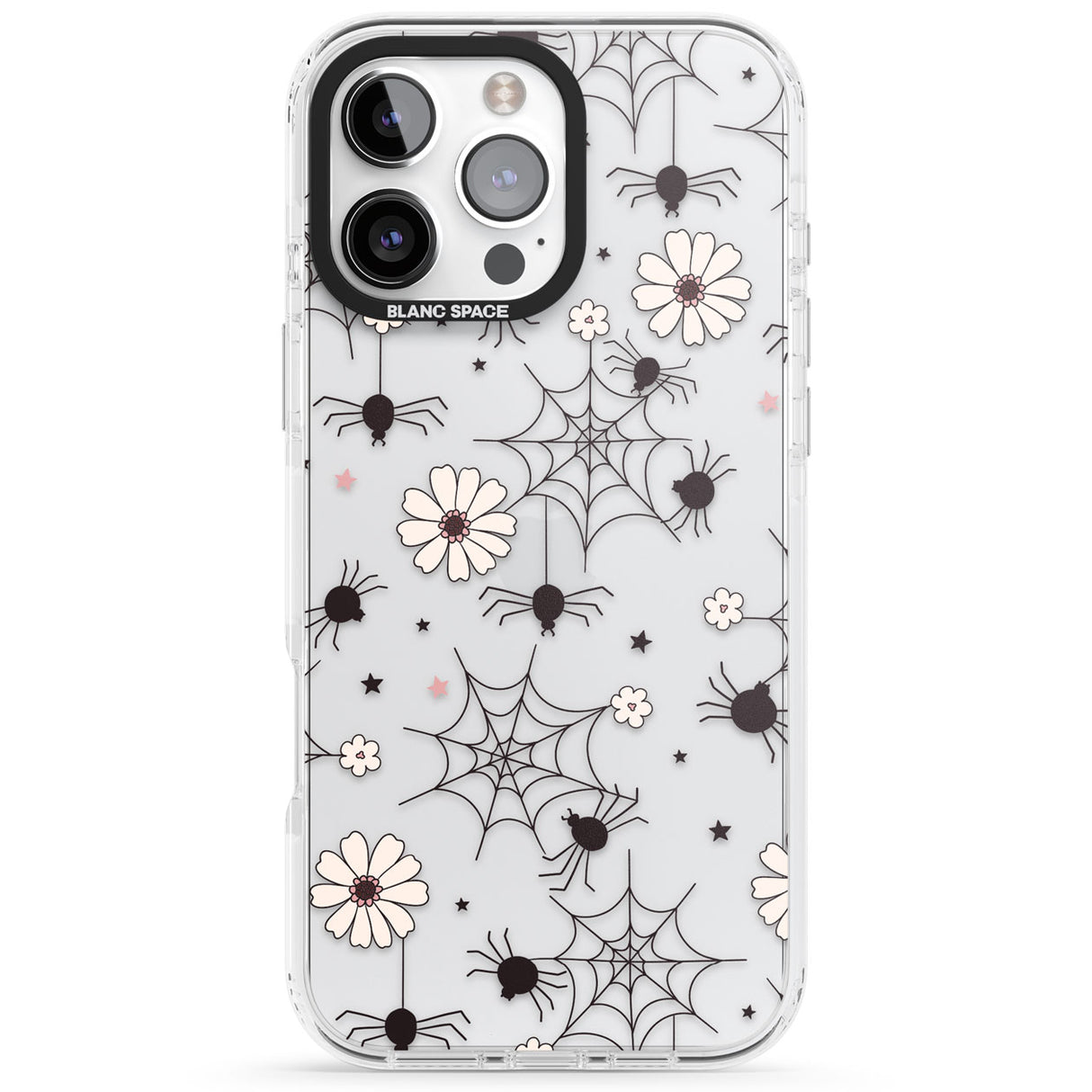 Spiders and Flowers Pattern Impact Phone Case for iPhone 16 Pro, iPhone 16 Pro Max