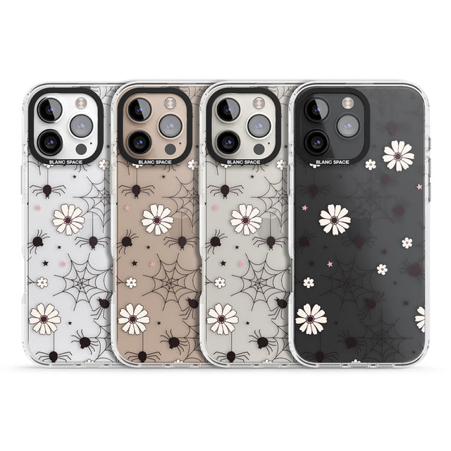 Spiders and Flowers Pattern Impact Phone Case for iPhone 16 Pro, iPhone 16 Pro Max