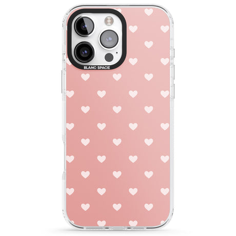 iPhone 16 Pro Max Small Heart Pattern: Pink Black Impact Phone Case