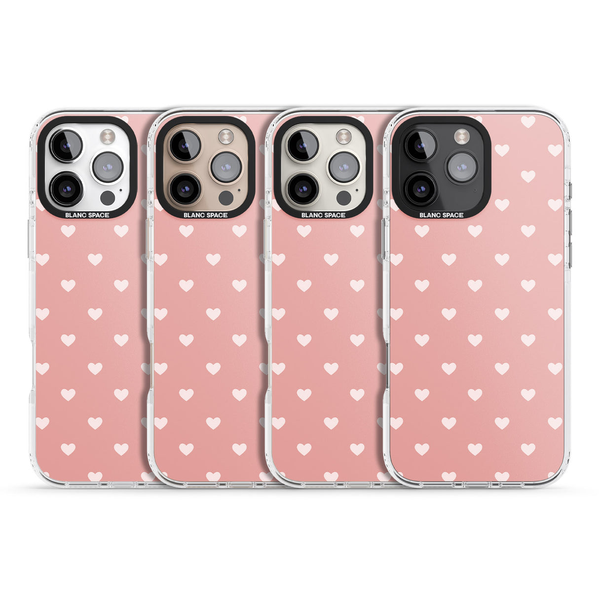 iPhone 16 Pro Max Small Heart Pattern: Pink Black Impact Phone Case