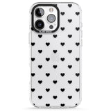 iPhone 16 Pro Max Small Heart Pattern: White & Black Impact Phone Case