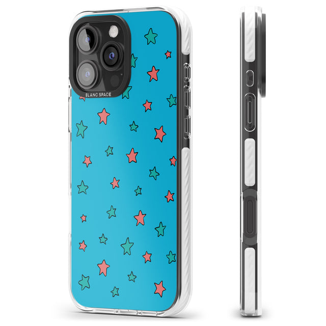 iPhone 16 Pro Max Blue Heartstopper Stars Pattern Black Impact Phone Case