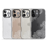 iPhone 16 Pro Max White Henna Botanicals Black Impact Phone Case