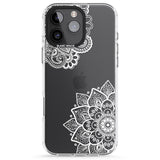 iPhone 16 Pro Max White Henna Florals Black Impact Phone Case