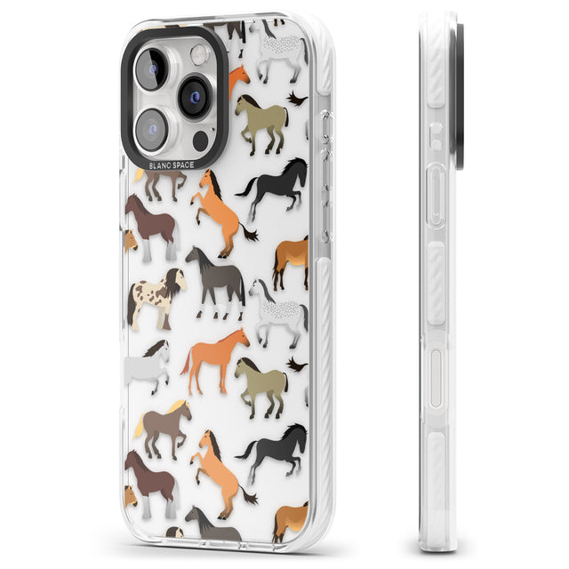 iPhone 16 Pro Max Horse Pattern Black Impact Phone Case