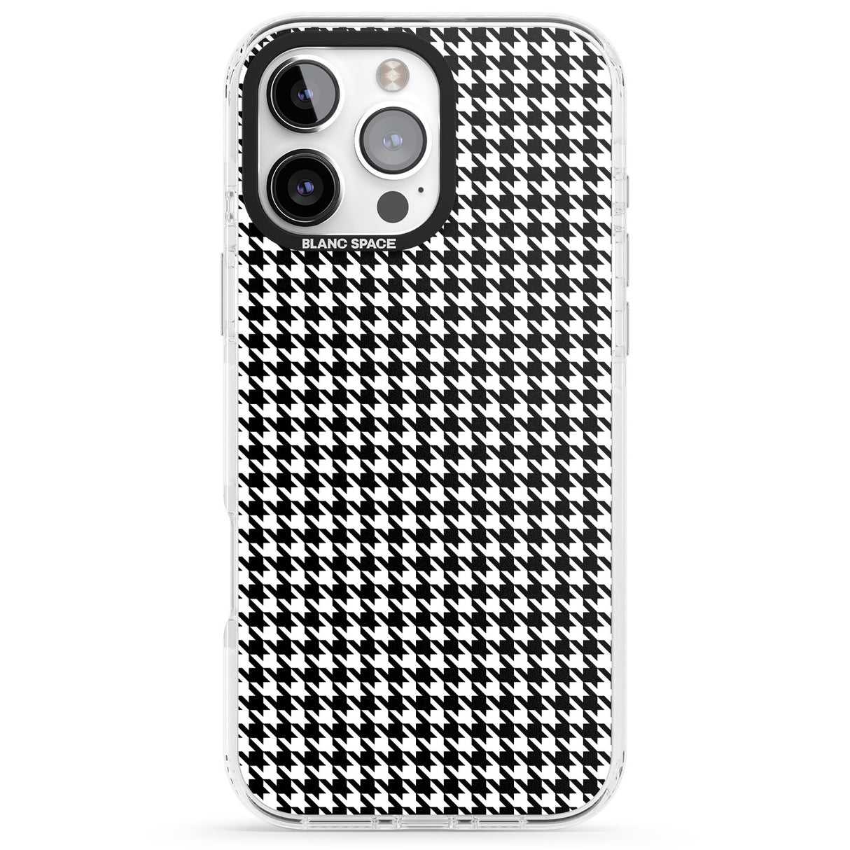 iPhone 16 Pro Max Black Houndstooth Pattern Black Impact Phone Case