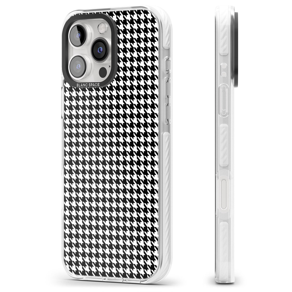 iPhone 16 Pro Max Black Houndstooth Pattern Black Impact Phone Case