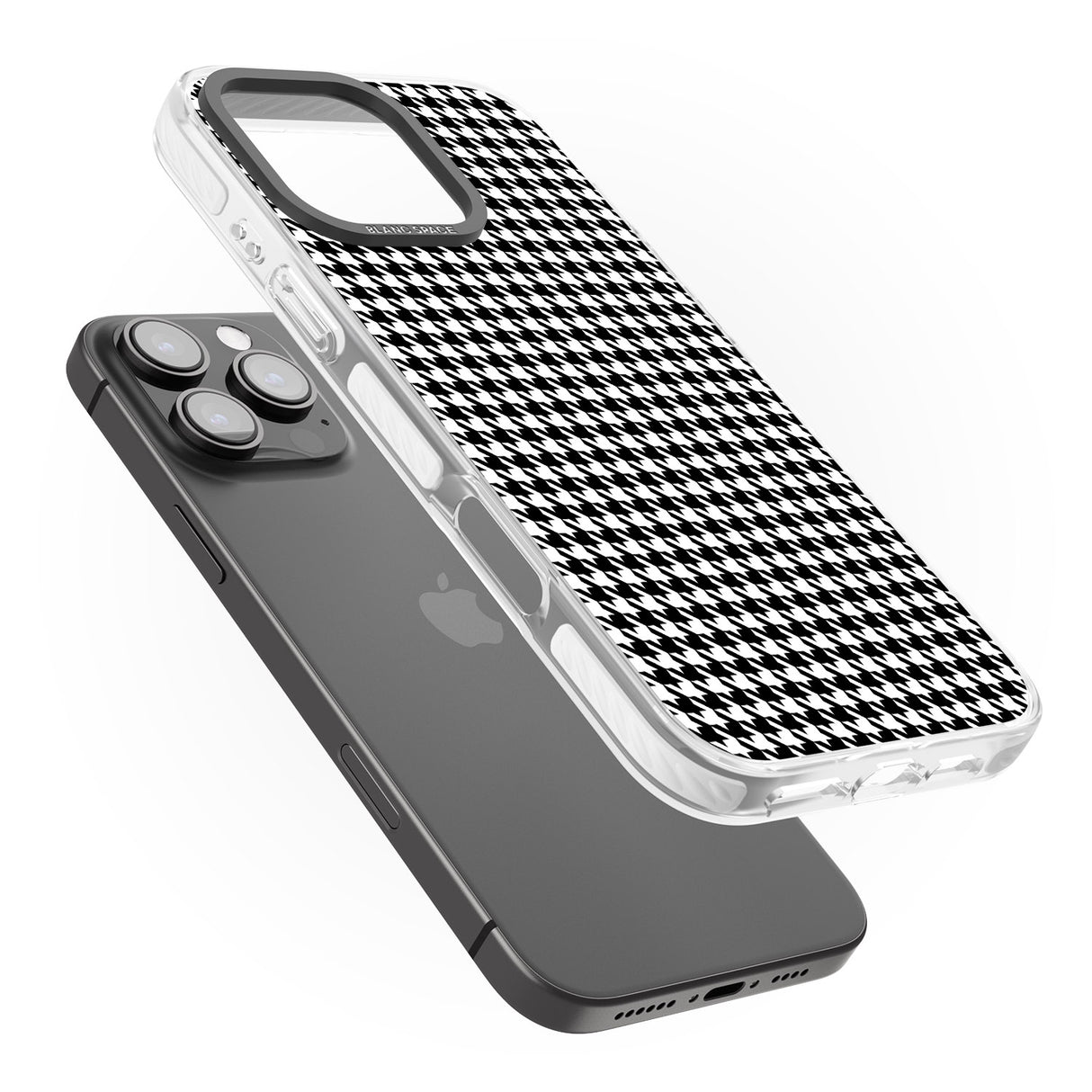 iPhone 16 Pro Max Black Houndstooth Pattern Black Impact Phone Case