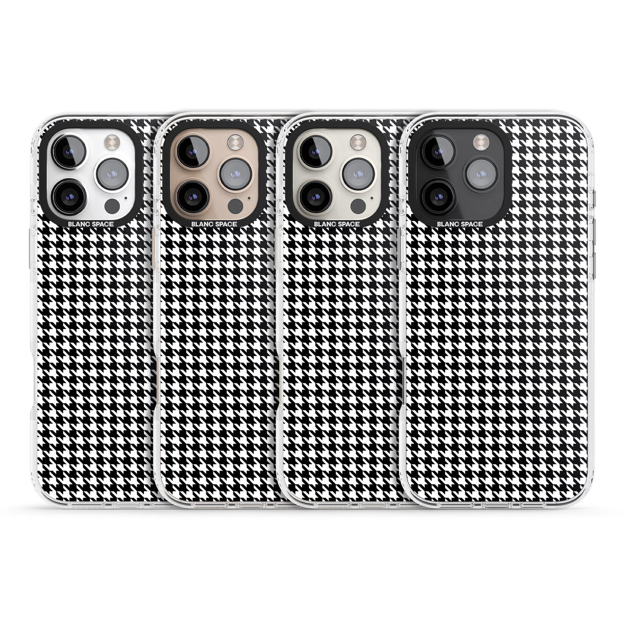 iPhone 16 Pro Max Black Houndstooth Pattern Black Impact Phone Case