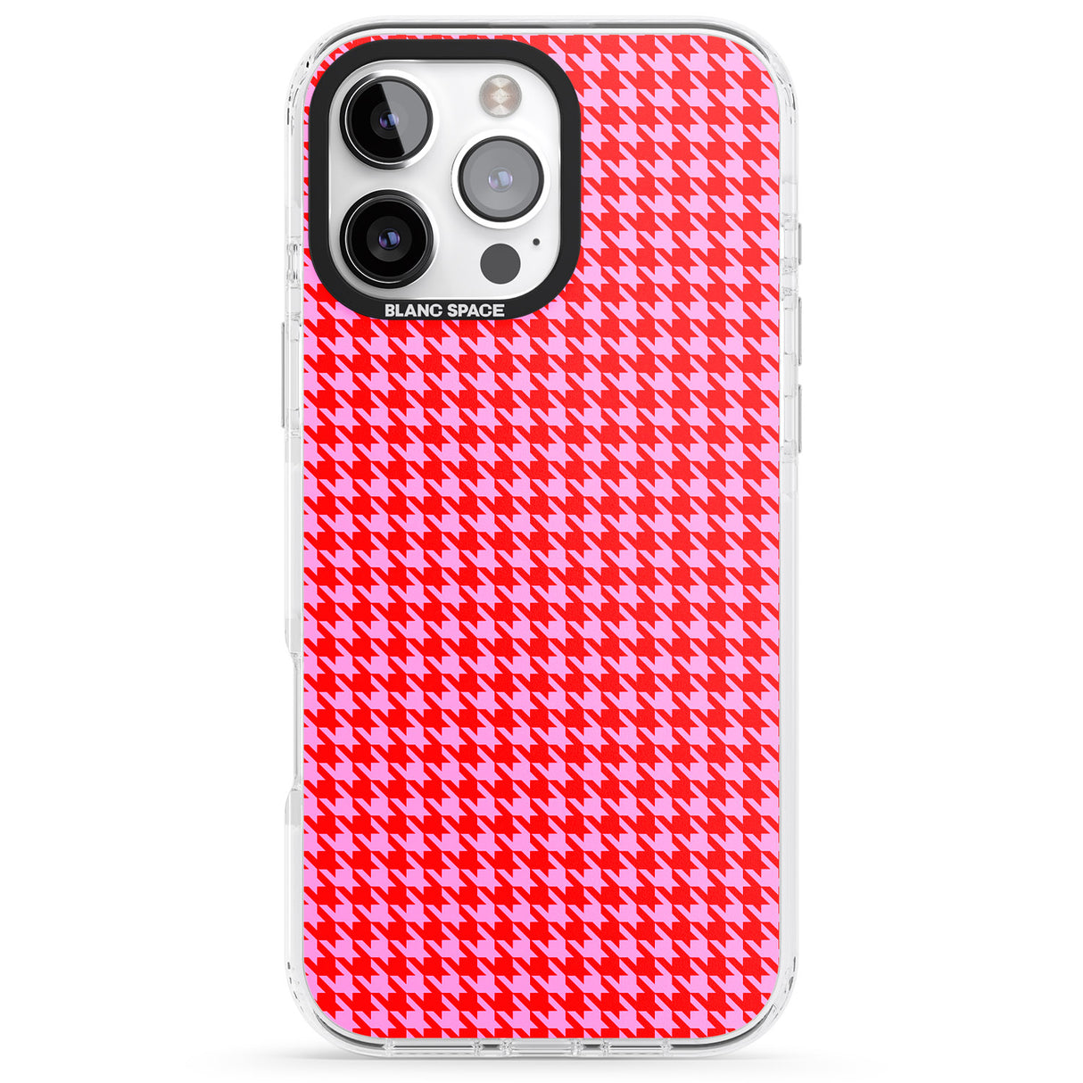 Neon Pink & Red Houndstooth Pattern