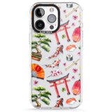 iPhone 16 Pro Max Mixed Japanese Watercolour Pattern Black Impact Phone Case