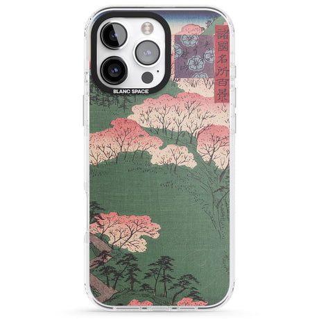 iPhone 16 Pro Max Japanese Illustration Cherry Blossom Forest Black Impact Phone Case