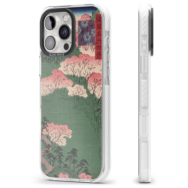 iPhone 16 Pro Max Japanese Illustration Cherry Blossom Forest Black Impact Phone Case