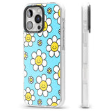 iPhone 16 Pro Max Daisy Faces Kawaii Pattern Black Impact Phone Case