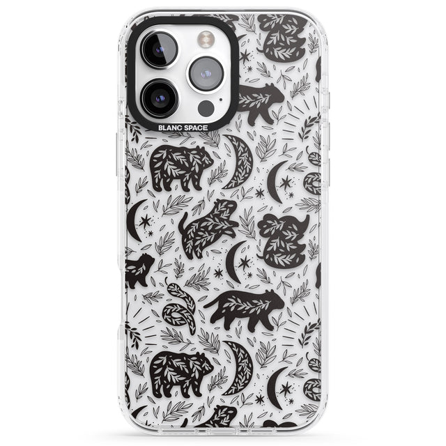 iPhone 16 Pro Max Leafy Bears Black Impact Phone Case