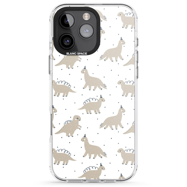 iPhone 16 Pro Max Adorable Dinosaurs Pattern Black Impact Phone Case