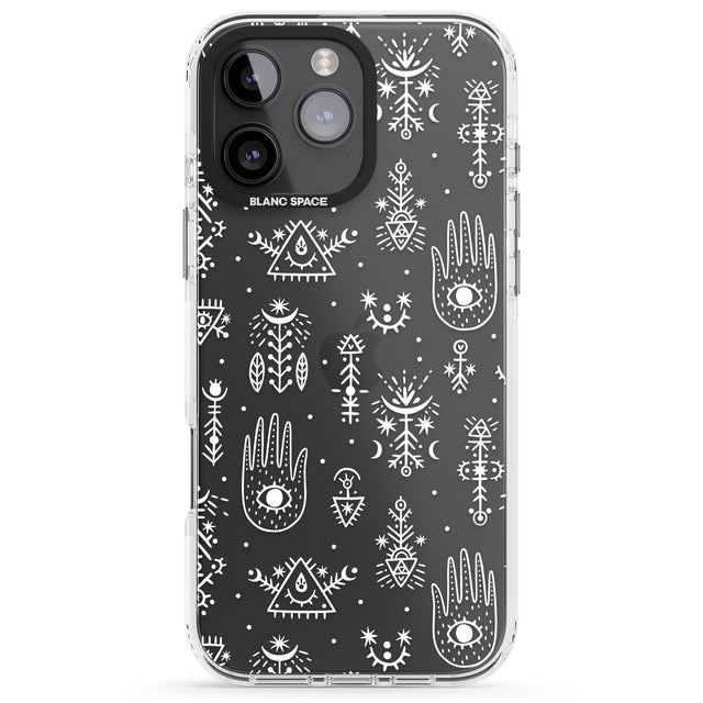 iPhone 16 Pro Max Black Tribal Palms Black Impact Phone Case