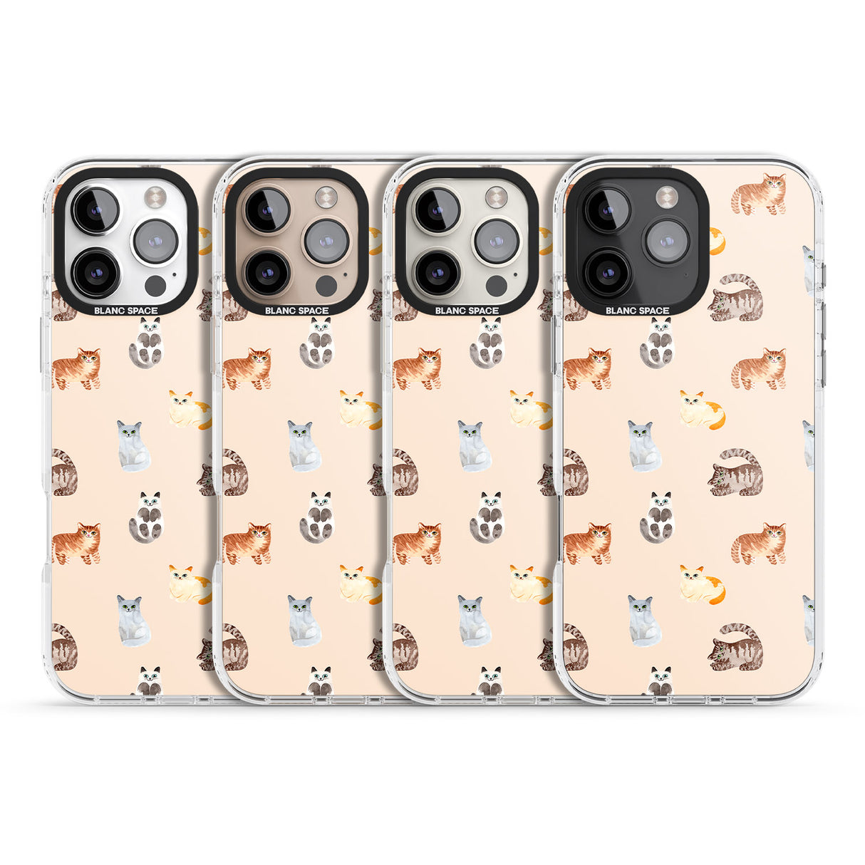 iPhone 16 Pro Max Cute Cat Pattern Black Impact Phone Case