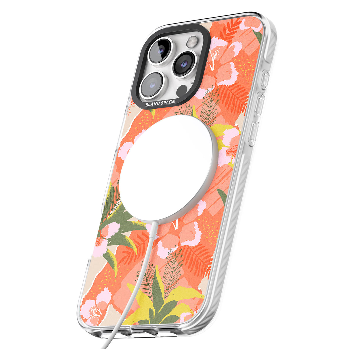 iPhone 16 Pro Max Hawaiian Flowers Abstract Pattern Black Impact Phone Case