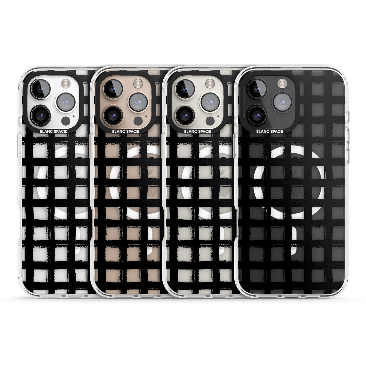 iPhone 16 Pro Max Messy Black Grid - Clear Black Impact Phone Case