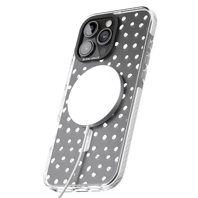 iPhone 16 Pro Max Messy White Dot Pattern Black Impact Phone Case