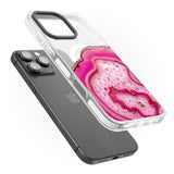 iPhone 16 Pro Max Bright Pink Gemstone Crystal Clear Design Black Impact Phone Case