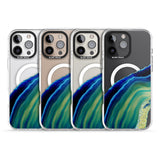 iPhone 16 Pro Max Green & Blue Gemstone Crystal Black Impact Phone Case