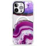 iPhone 16 Pro Max Purple & White Gemstone Crystal Clear Design Black Impact Phone Case