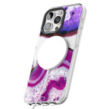 iPhone 16 Pro Max Purple & White Gemstone Crystal Clear Design Black Impact Phone Case