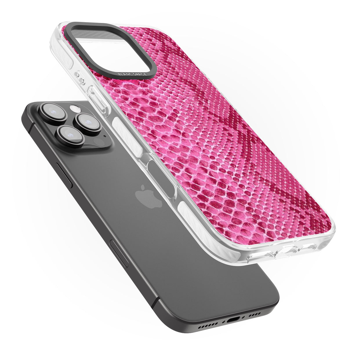 iPhone 16 Pro Max Pink Snakeskin Black Impact Phone Case