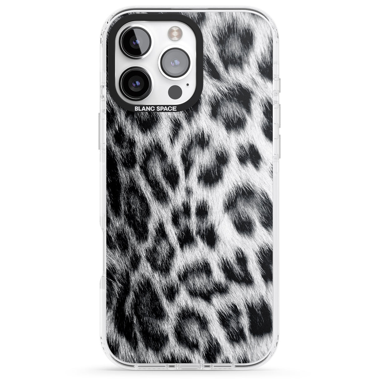 iPhone 16 Pro Max Animal Fur Pattern - Snow Leopard Black Impact Phone Case