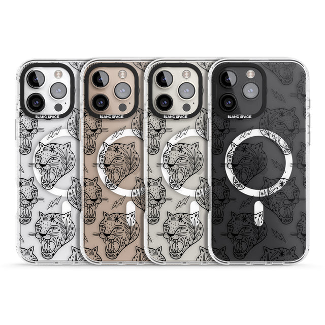 iPhone 16 Pro Max Black Tiger Roar Pattern Black Impact Phone Case