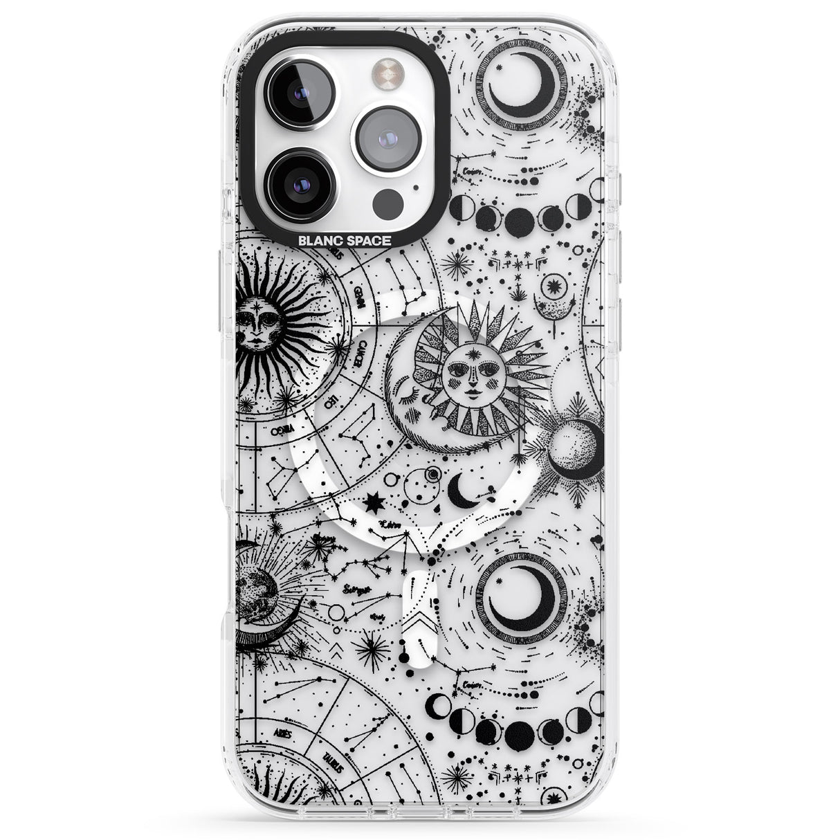 iPhone 16 Pro Max Suns, Moons, Zodiac Signs Astrological Black Impact Phone Case